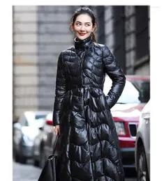 女性の革2023本物のジャケット女性ホワイトダックダウンジャケット女性本物のシープスキンコートパフパーカーfemmeve