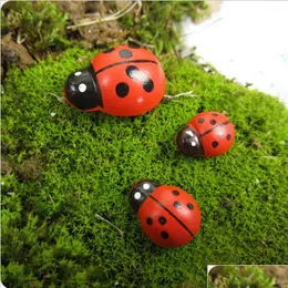 Party Decoration 10Pcs Artificial Wooden Beetle Cartoon Mini Seven Star Ladybug Moss Micro Landscape Art Diy Garden Plant Drop Deliv Dhinq