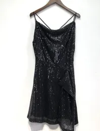 Slip-Kleid Abendkleid für Damen Dame Ballkleider Freizeitkleid Partykleid Rock mit Schultergurten sexy Pailletten Kleid Hosenträger Rock rückenfreie schwarze Farbe