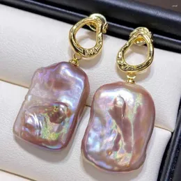 Dangle Earrings Colored Square Freshwater Pearl Pendant 18K Gold Plated Gift Easter CARNIVAL Ear Stud Beautiful Women Holiday Gifts