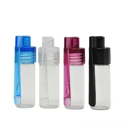 Kleurrijk 36 mm 51 mm reismaat Acryl plastic fles snuff snuff snuffelende dispenser glazen pil case flaopcontainer met lepelgroothandel