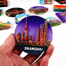 Fridge Magnets Magnets Sticker For Refrigerator Shanghai Scenic Fridge Magnet Tourism Souvenir Gift Magnetic Force Message Paste Kitchen Decor 231110