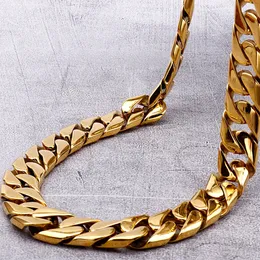 Pendant Necklaces Heavy Mens 17MM Luxury Gold Color Curb Chain For Men Solid Stainless Steel Necklace Never Fade Jewelry Male 231110