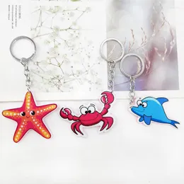 Keychains Acrylic Sea Animal Keychain Pendant Starfish Crab Blue Whale Car Charter Key Accessories