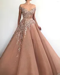 Party Dresses Princess Off The Shoulder 3D Flowers Evening Gown 2023 Elegant Belt Long Prom Formal Dress