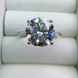 Pierścienie klastra Inbeauut Classic 4 925 Srebrny Doskonały cięcie 5 ct D Kolor Pass Test diamentowy MOISSANITE Pierścień zaręczynowy Kobiety Fine Jewelry