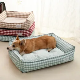 Kennes Pens łóżko dla psa kot zwierzaka kwadrat Kennel Kennel Medium Mały pies Sofa Sofa Poduszka Pet Calming Dog Bed House Pet Zapasy akcesoria 231110