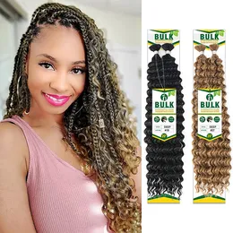 Blonde Deep Wave Synthetic Bulk Hair For Boho Box Braiding Wholesale Heat Resistant Fiber Hair Bulk