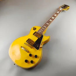 맞춤형 일렉트릭 기타, 노란색 캐스트 오래된, 노란색 바디 바인딩, 오래된 바디와 액세서리 금 액세서리, 빠른 배달