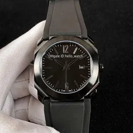 Дизайнерские часы 41 мм Octo PVD Полностью черный стальной корпус 102737 BGO41BBSVD N Черный циферблат Автоматические мужские часы с резиновым ремешком Высокое качество 229B