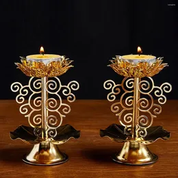 キャンドルホルダーゴールデンギーランプバター屋内装飾寺院のためのキャンドルスティックオイル祭壇用品