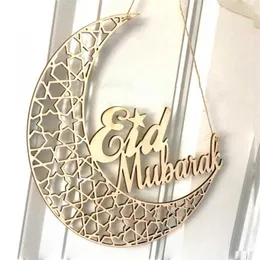 Nyhetsartiklar 1st Ramadan Kareem Moon Wood Decation Hanging Eid Mubarak Muslim Islam Plack Plack Pendant Mosque Party Festival Supplies 2023 Z0411