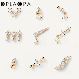 Stud Dplaopa 925 STERLING Gümüş 12 Stiller Küçük Klasik Açık Saplama Küpe Piercing Kadınlar Lüks İnce Mücevher Klipler Kış 230410