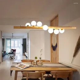 Pendant Lamps Wood Led Pendent Lamp Nordic Magic Bean Lights For Dining Room Coffee Shop Bar Kitchen Bedroom Decor