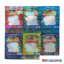 Packing Bags Wholesale Holographic Dank Gummies Edibles Packaging Mylar Bag 500Mg Edible Stand Pouch Hologram Smellproof Retail Pack Dhbcs
