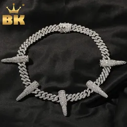 Pendant Necklaces THE BLING KING Rivet Zinc Alloy Necklace12mm SLink Miami Cuban Chain Hiphop Mens Iced Out Bling Fashion Punk Jewelry 231110