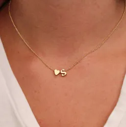 Collana iniziale delicata a forma di cuore minuscolo, colore oro, argento, lettera, nome, collane girocollo per ciondolo da donna