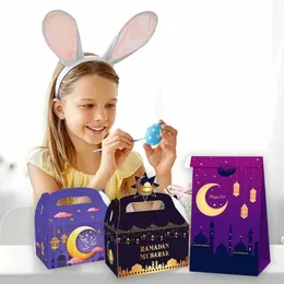 4 PCギフトラップラマダンパーティーギフトバッグとギフトラッピングステッカーラマダンフェスティバル用品Eid Mubarak Party Treat Box Candy Bags 367a Z0411