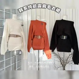 Women's Sweaters Sister Xiaoyu Meets Simon Fashion Temperament Waist-Controlled Slim-Fit Off-Batwing Sleeve Sweater