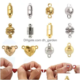 Outros fechos magnéticos fortes de aço inoxidável para cordão de couro pulseira colar ímã final fecho conector diy jóias makin dhgarden dhbjy