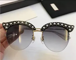 Luxus-Damen-Marke 0212 Sonnenbrille Designer 0212S Cat Eyes Pearly Summer Style Rechteck Full Frame Hochwertiger UV-Schutz mit Etui
