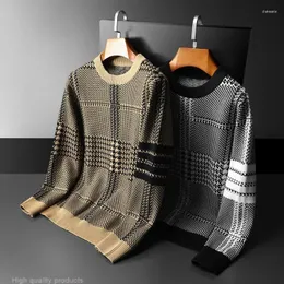 Erkek Sweaters Sweter Jacquard Moda Mewah Kualitas Tinggi Atasan Kasual Besar Longgar Pullover Rajutan Tebal Gugur Dan Musim Dingin