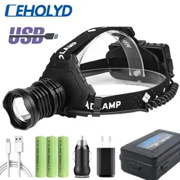 Lampy głowicy CEHOLYD LED XHP100 XHP90 Reflektor Zoomble Lampa polowanie na łowieniu rybołówstwa 1000000LM Latarka 3PCS 18650 Bateria P230411