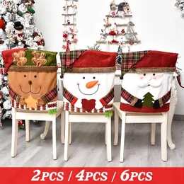 Set Di 6 Coprisedie Natalizi – Motivi Pupazzo Di Neve, Babbo Natale E Renna – 46x52 Cm, Per Sedie Da Cucina E Sala Da Pranzo