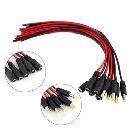 Freeshipping 100 Stück/Packungen 12 V CCTV-Überwachungskamera DC Stecker und Buchse Netzstecker Kabel Schwarz und Rot Großhandel Udgch