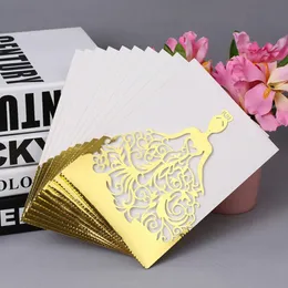 Greeting Cards 50Pcs Ten Colors Girl Wedding Invitation Laser Cut For Birthday Optional Envelope Internal Card Custom Party Supplies 230411