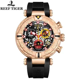 Armbandsur Rev tiger original män mode casual kronograf japan kvarts armbandsur datum 3d stereo skeleton safir crystal reloj Hombre 231110