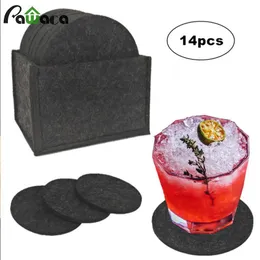 Table Mats & Pads 14pcs/set Round Heat Resistant Felt Coasters Coffee Drink Tea Cup Non-Slip Insulation Mat Placemat Household Products