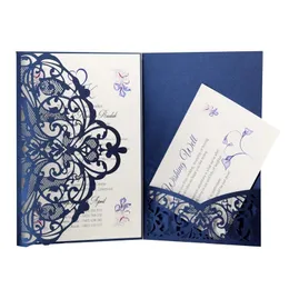 Gratulationskort 25st Laser Cut Wedding Invitation Luxury Lace Invitations Marriet Party Engagement Card för Thanksgiving Day 230411