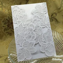 Greeting Cards 50pcspack Iridescent Pearl Paper Wedding Invitation Leaves Pattern Invitations Crafts Birthday Baptism Party 230411