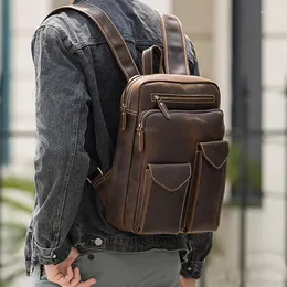 School Bags Sbirds Designer Leather Backpack For Men 15 Inch Laptop Bag Travel Bagpack Man Large Capacity Men's Daypack Retro