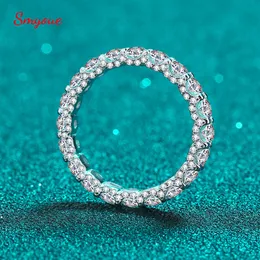 Mit seitlichen Steinen Smyoue 2,1 Karat Weißgold plattierte Ringe für Frauen 100 % 925 Sterling Silber Full Enternity Diamond Band Ehering GRA 230410