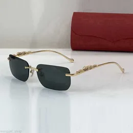 New Carti Sunglasses Designer Womens Mens Fashion Accessory Champagne Gold Mirror Inlaid Leopard Gold Polished Metal Glasses Frame Female glass