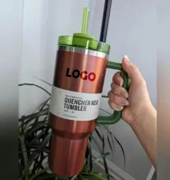 DHL 스톡 수박 달빛 크림 Quencher H2.0 40oz Tumblers Cups 핸들 절연 자동차 머그리 서리 뚜껑 빨대 스테인리스 스틸 커피 termos i1111