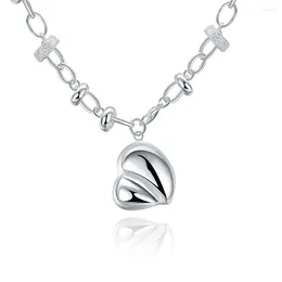 Pendant Necklaces Silver Plated Necklace For Women Heart Shape Charm Chain Color Trendy Wedding Jewelry Wholesale
