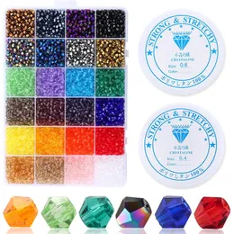 Acrílico Plástico Lucite 4mm Vidro Bicone Beads Kits Jóias Loose Spacer Beads Fit Making DIY Pulseira Colar Acessórios 4800pcsbox 231110