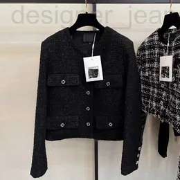 Damenjacken Designer Mode OOTD High-End-Herbst-Winter-Klassiker-Tweed-Mantel Freizeit Frühling Schwarze Mäntel Strickjacke Geburtstag Weihnachten Geschenk KL8M