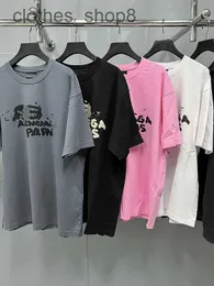 Skjorta designer mens t-shirts män tröjor balencg toppkvalitet xxxl mode korrekt upplaga bac paris handmålade bb graffiti kort ärm t-shirt gasa