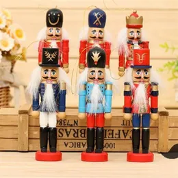 12cm Nutcracker Wood Made Christmas Ornaments Pure Manual Coloured Drawing Walnuts Soldiers 12 pcs lot Creative Gift296Q