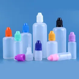 Dropper Bottles 3ml 5ml 10ml 15ml 20ml 30ml 50ml 플라스틱 PE 소프트 빈 바늘 병이있는 어린이 방향 캡 길고 얇은 드롭퍼 팁 Qhdld