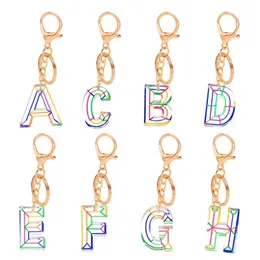 Creative Colorful Acrylic Alphabet Initial Letter Keychain A-Z English Letter Pendant Keyring Handbag Key Bag Hanging Decoration