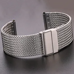 Titta på band rostfritt stål klockband armband 16mm 18mm 20mm 22mm mesh milanese slinga klockband kvinnor män ersättare bandtillbehör 230411