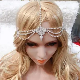 Hair Clips Fashion Shiny Crystal Forehead Chain Women's Jewelry Headdress Rhinestone Bride Luxury Ornament Gif