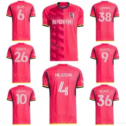 Futbol St. L Ouis City Jersey 9 Klauss 10 Lowen 8 Stroud 11 Gioacchini 22 Hiebert 7 Ostrak 19 Vassilev 24 Bartlett 21 Alm 2 Nerwinski Futbol Gömlek Kitleri FC 2023-24 Club