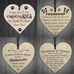 Weihnachten Holz Herz Form Brief Hängen Geschenk Freundschaft Plaque Anhänger Wein Flasche Dekor Anhänger Tags LIEBE Holz Chip251p