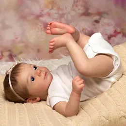 Kläderuppsättningar 46 cm redan målade Reborn Baby Doll Felicia Girl Soft tyg Body Lifelike 3D Synliga hud Vener Doll med docktillbehör 231110